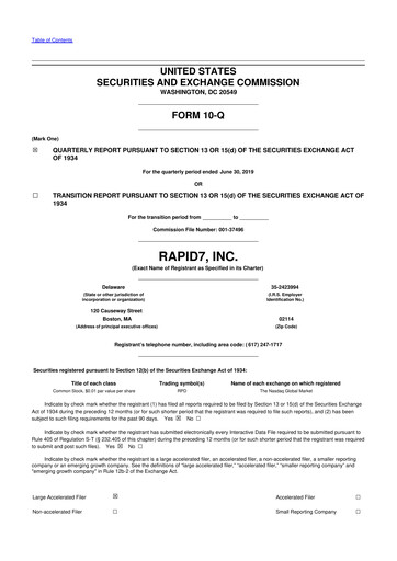 Thumbnail Rapid7 10-Q Quarterly Report FY2019 