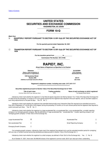 Thumbnail Rapid7 10-Q Quarterly Report FY2021 