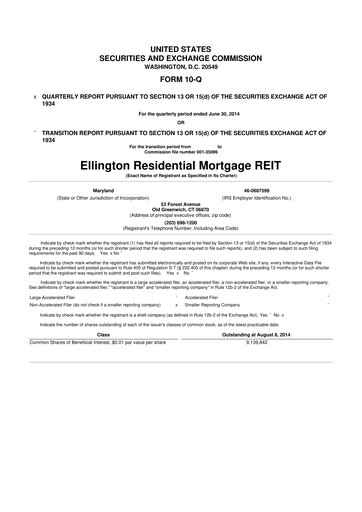 Thumbnail Ellington Credit Company

 10-Q Quarterly Report FY2014 