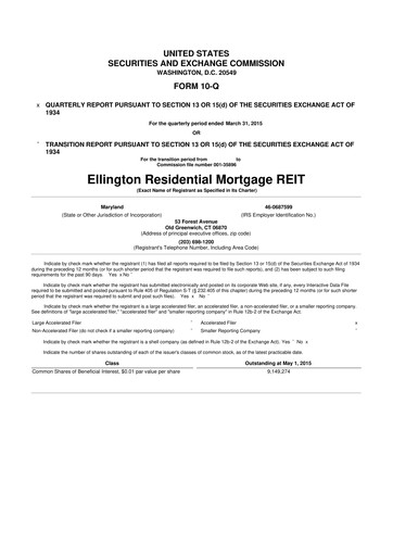 Thumbnail Ellington Credit Company

 10-Q Quarterly Report FY2015 