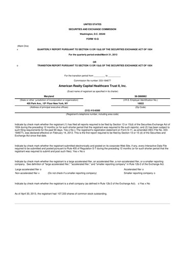 Thumbnail National Healthcare Properties 10-Q Quarterly Report FY2013 
