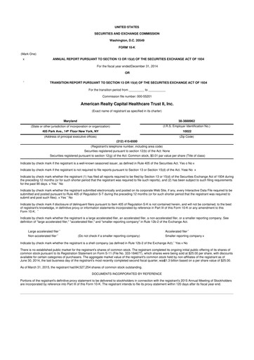 Thumbnail National Healthcare Properties 10-K Annual Report 2014