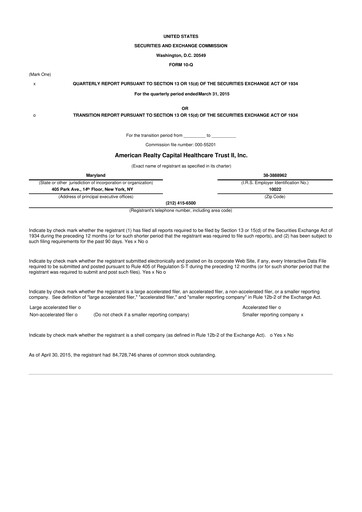 Thumbnail National Healthcare Properties 10-Q Quarterly Report FY2015 
