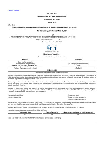 Thumbnail National Healthcare Properties 10-Q Quarterly Report FY2019 
