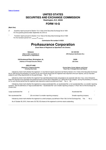 Thumbnail ProAssurance 10-Q Quarterly Report FY2012 
