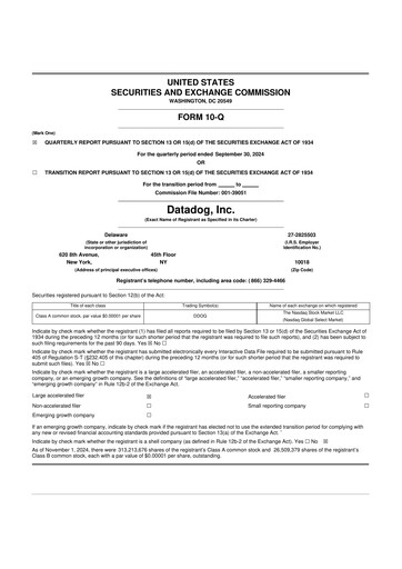 Miniature Datadog 10-Q Rapport trimestriel 2024 