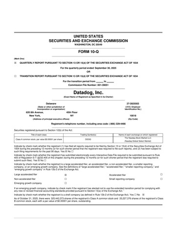 Miniature Datadog 10-Q Rapport trimestriel 2025 