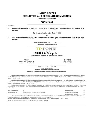Vorschaubild Tri Pointe Homes 10-Q Quartalsbericht 2018 