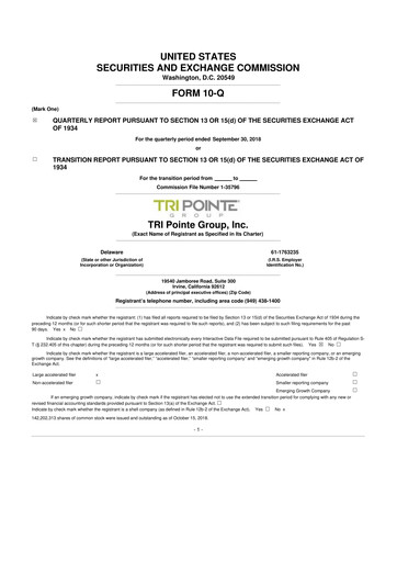 Vorschaubild Tri Pointe Homes 10-Q Quartalsbericht 2018 