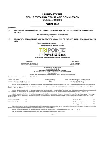 Vorschaubild Tri Pointe Homes 10-Q Quartalsbericht 2020 