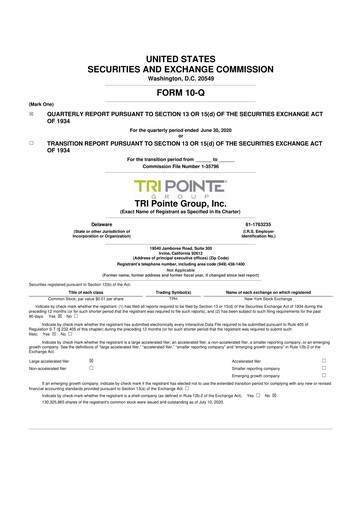 Vorschaubild Tri Pointe Homes 10-Q Quartalsbericht 2020 