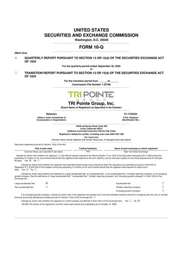 Vorschaubild Tri Pointe Homes 10-Q Quartalsbericht 2020 
