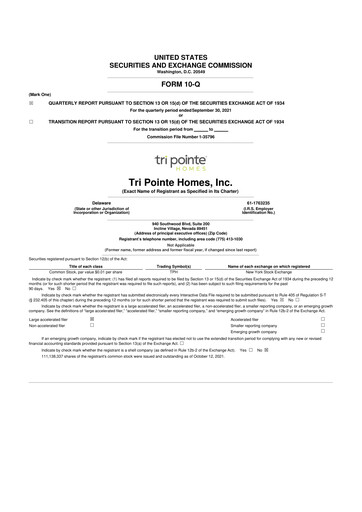 Vorschaubild Tri Pointe Homes 10-Q Quartalsbericht 2021 