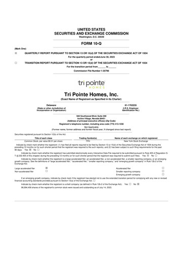 Vorschaubild Tri Pointe Homes 10-Q Quartalsbericht 2023 