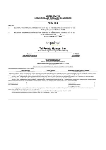 Vorschaubild Tri Pointe Homes 10-Q Quartalsbericht 2025 