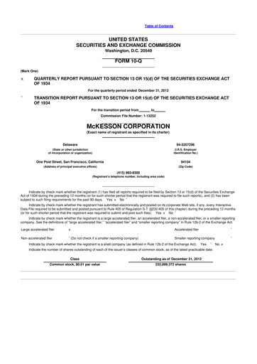 Miniature McKesson 10-Q Rapport trimestriel 2013 