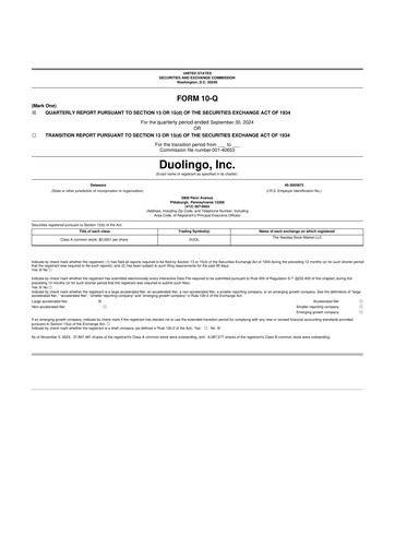 Thumbnail Duolingo 10-Q Quarterly Report FY2024 