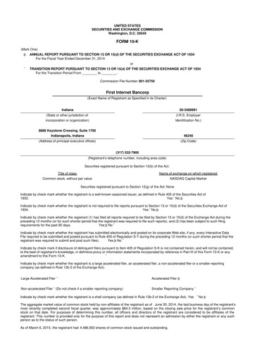 Thumbnail First Internet Bancorp
 10-K Annual Report 2014