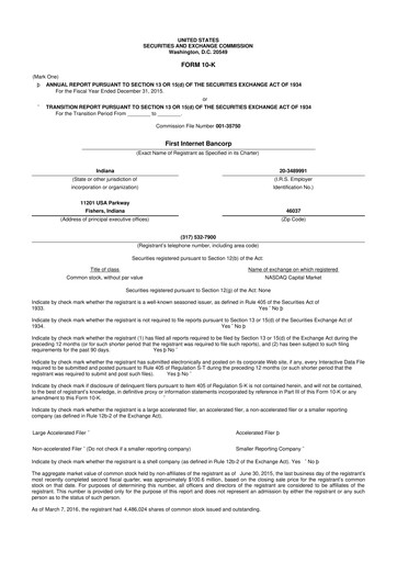 Thumbnail First Internet Bancorp
 10-K Annual Report 2015