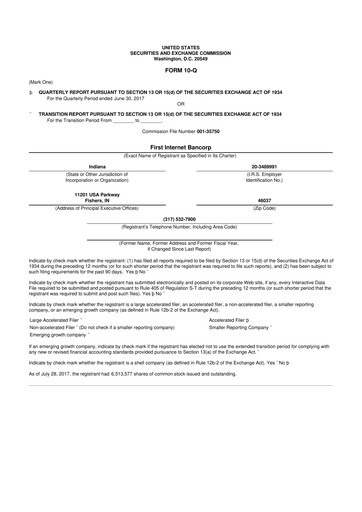 Thumbnail First Internet Bancorp
 10-Q Quarterly Report FY2017 