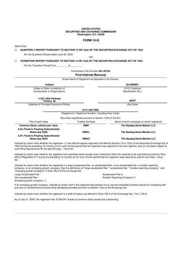 Thumbnail First Internet Bancorp
 10-Q Quarterly Report FY2020 