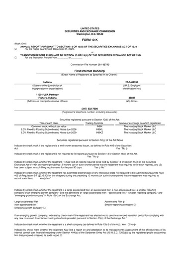 Thumbnail First Internet Bancorp
 10-K Annual Report 2020