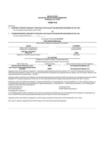 Miniature First Internet Bancorp
 10-Q Rapport trimestriel 2026 