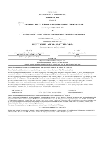 Thumbnail Franklin BSP Realty Trust 10-K Annual Report 2016