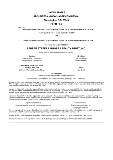 Thumbnail Franklin BSP Realty Trust 10-Q Quarterly Report FY2017 