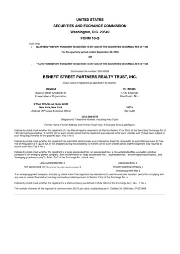 Thumbnail Franklin BSP Realty Trust 10-Q Quarterly Report FY2018 