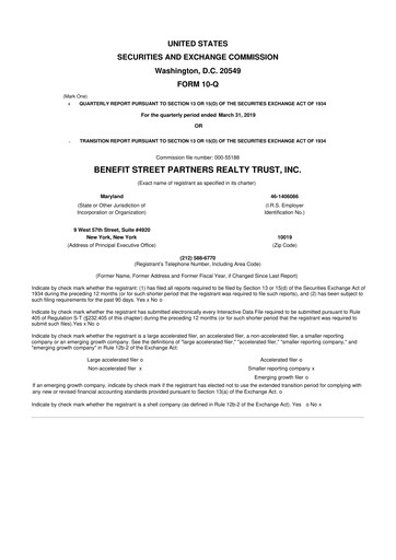 Thumbnail Franklin BSP Realty Trust 10-Q Quarterly Report FY2019 