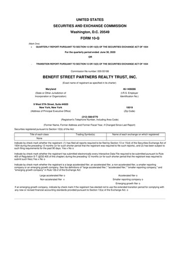 Thumbnail Franklin BSP Realty Trust 10-Q Quarterly Report FY2020 