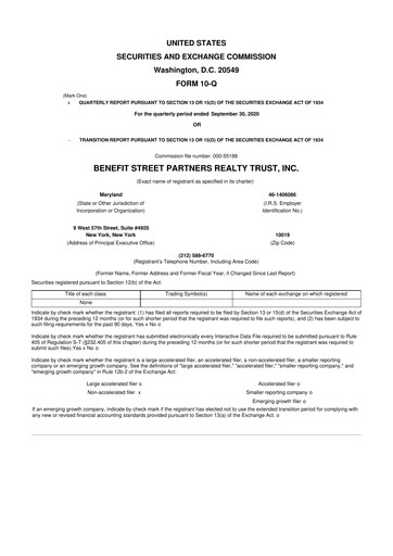 Thumbnail Franklin BSP Realty Trust 10-Q Quarterly Report FY2020 