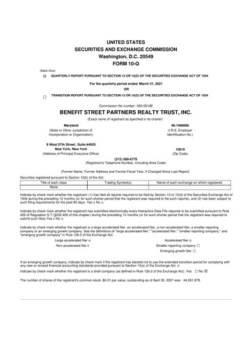 Thumbnail Franklin BSP Realty Trust 10-Q Quarterly Report FY2021 