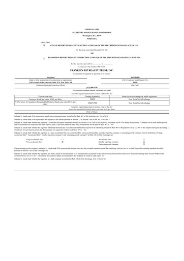 Thumbnail Franklin BSP Realty Trust 10-K Annual Report 2021