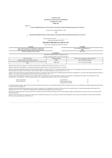 Thumbnail Franklin BSP Realty Trust 10-K Annual Report 2022