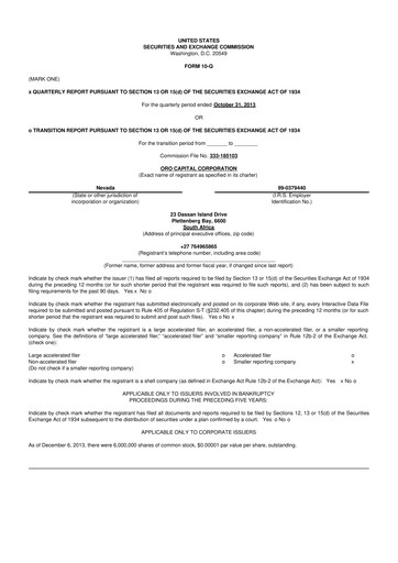 Thumbnail Synergy CHC 10-Q Quarterly Report FY2013 