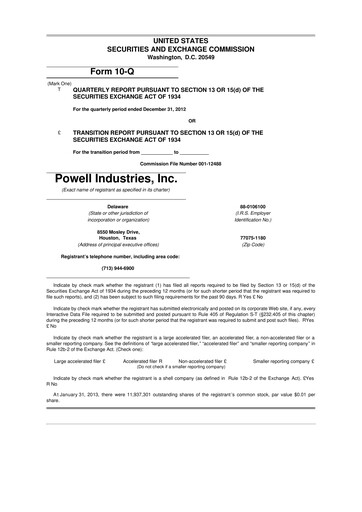 Thumbnail Powell Industries 10-Q Quarterly Report FY2013 