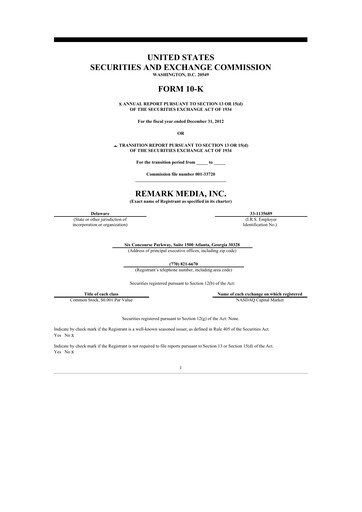 Thumbnail Remark Holdings 10-K Annual Report 2012