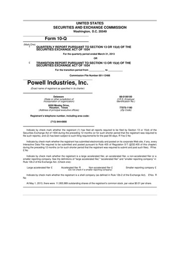 Thumbnail Powell Industries 10-Q Quarterly Report FY2013 