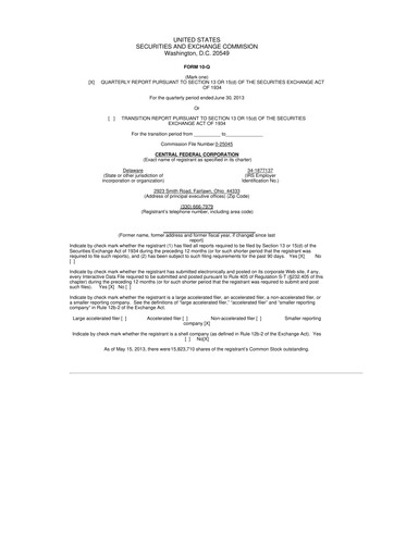 Thumbnail CF Bankshares 10-Q Quarterly Report FY2013 