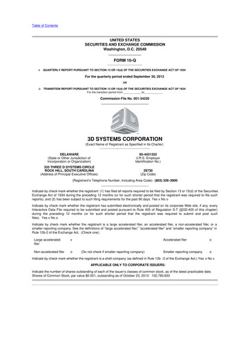 Thumbnail 3D Systems 10-Q Quarterly Report FY2013 