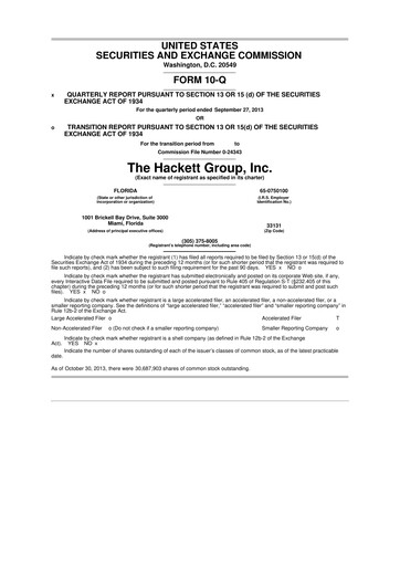 Vorschaubild The Hackett Group

 10-Q Quartalsbericht 2013 