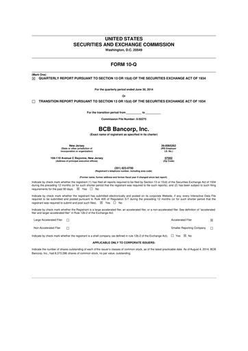 Miniature BCB Bancorp 10-Q Rapport trimestriel 2014 