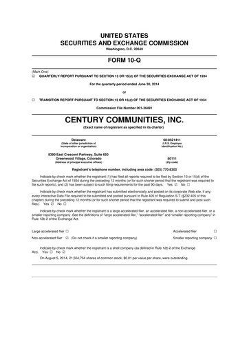 Vorschaubild Century Communities
 10-Q Quartalsbericht 2014 