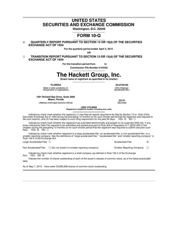 Vorschaubild The Hackett Group

 10-Q Quartalsbericht 2015 