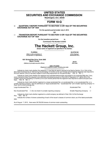 Vorschaubild The Hackett Group

 10-Q Quartalsbericht 2015 