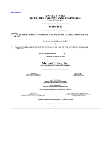 Thumbnail MercadoLibre 10-K Annual Report 2015