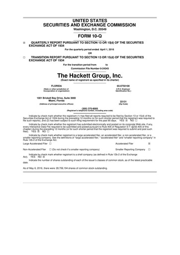 Vorschaubild The Hackett Group

 10-Q Quartalsbericht 2016 