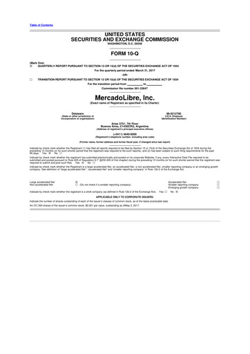 Vorschaubild MercadoLibre 10-Q Quartalsbericht 2017 